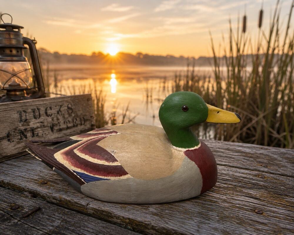 Dr Jesse T Yarbrough Hand Carved Mallard Duck Decoy Signed 1985 10.5”